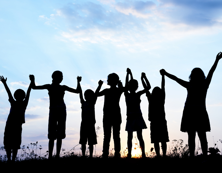 Children in silhouette