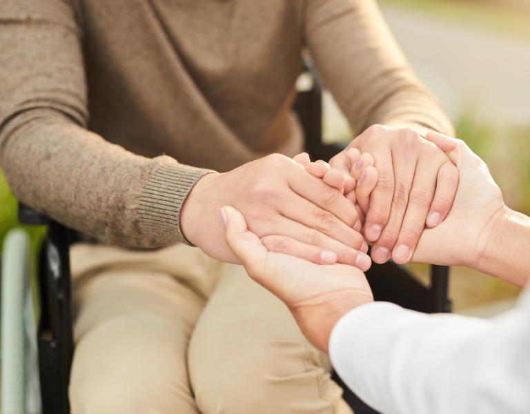 A person caring for an older person